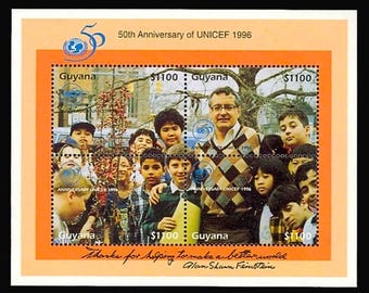 Vintage UNICEF Guyana Stamp Block – Alan Feinstein Children’s Charity Stamps – Mint Block 4