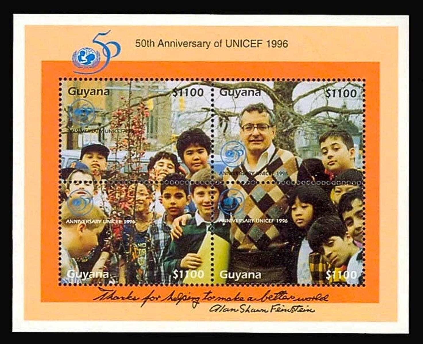 Vintage UNICEF Guyana Stamp Block – Alan Feinstein Children’s Charity ...
