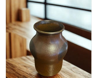 Vase - Nancy Plum Studio Pottery – Vintage Michigan Stoneware c.1975 – Lansing Artist Signed