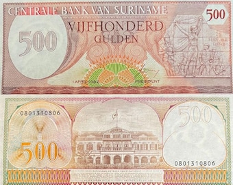 Suriname 500 Gulden Banknote 1982 – Historic World Currency – Monument of Revolution Collectible