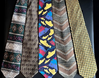 Estate Collection of 5 Unique Ties – Curated Vintage Style from ‘The Tie Guy' Group 2