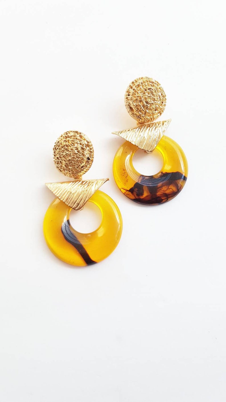 Retro Style Golden Big Earrings