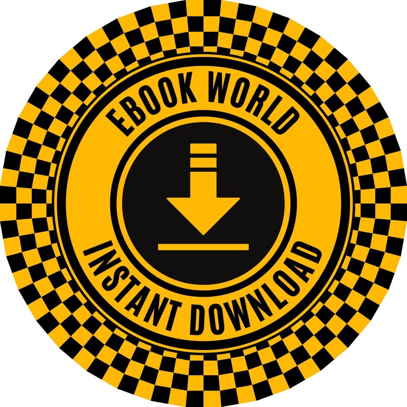K&ouml;nnte beinhalten: Gelber und schwarzer Schachbrett-Kreis mit dem Text "EBOOK WORLD INSTANT DOWNLOAD" und einem schwarzen und gelben Download-Pfeil-Symbol.