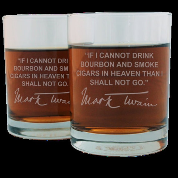 Mark Twain Famous Quote Etched Whiskey Glass Set