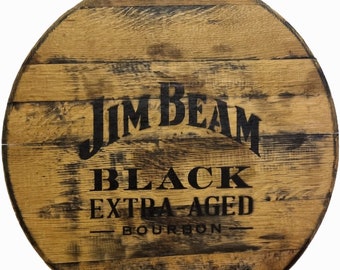 JIM BEAM BLACK - Couvercle de fût de whisky/vin en chêne imprimé de récupération, décoration murale vintage pour bar, restaurant, homme des cavernes