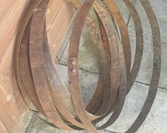 Set of 6 Genuine Whiskey Barrel Metal Hoops / Bands / Rings - excellent for garden features, focal pieces and many other metalwork projects