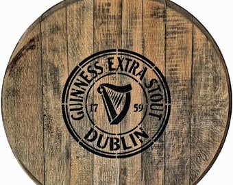 GUINESS EXTRA STOUT - Whisky en chêne imprimé récupéré / Extrémité du couvercle du baril de vin, Mur vintage Decor Bar Restaurant Man cave