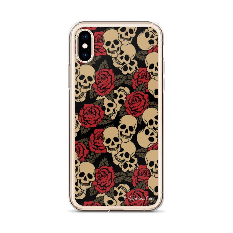 Skull iPhone Case iPhone 7 Flower iPhone Case iPhone 8 Case Red Flowers iPhone Case Skull and Flower iPhone Case Aesthetic Phone Case