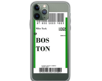 Boston Flight Ticket iPhone Case, United State Flight Ticket iPhone Case, Flight Ticket iPhone Case, iPhone 11 Case