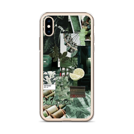 Caja de iPhone Estética Verde, Funda Collage iPhone, Funda Vintage iPhone,  Caso Estético para iPhone, Funda iPhone 7, Funda iPhone 8, Funda iPhone X,  -  México