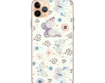 Floral iPhone Case, Butterfly iPhone Case, Flowers iPhone Case, White iPhone Case, Girly iPhone Case