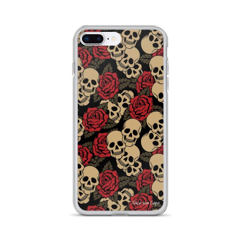 Skull iPhone Case iPhone 7 Flower iPhone Case iPhone 8 Case Red Flowers iPhone Case Skull and Flower iPhone Case Aesthetic Phone Case