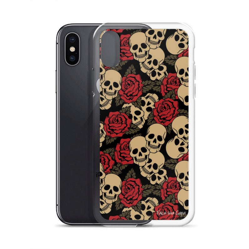 Skull iPhone Case iPhone 7 Flower iPhone Case iPhone 8 Case Red Flowers iPhone Case Skull and Flower iPhone Case Aesthetic Phone Case