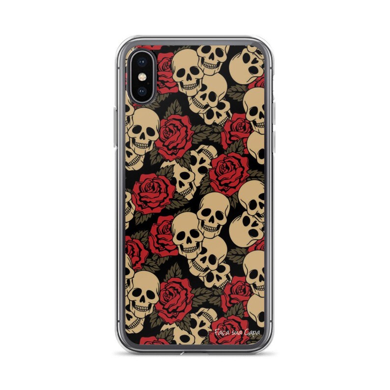 Skull iPhone Case iPhone 7 Flower iPhone Case iPhone 8 Case Red Flowers iPhone Case Skull and Flower iPhone Case Aesthetic Phone Case