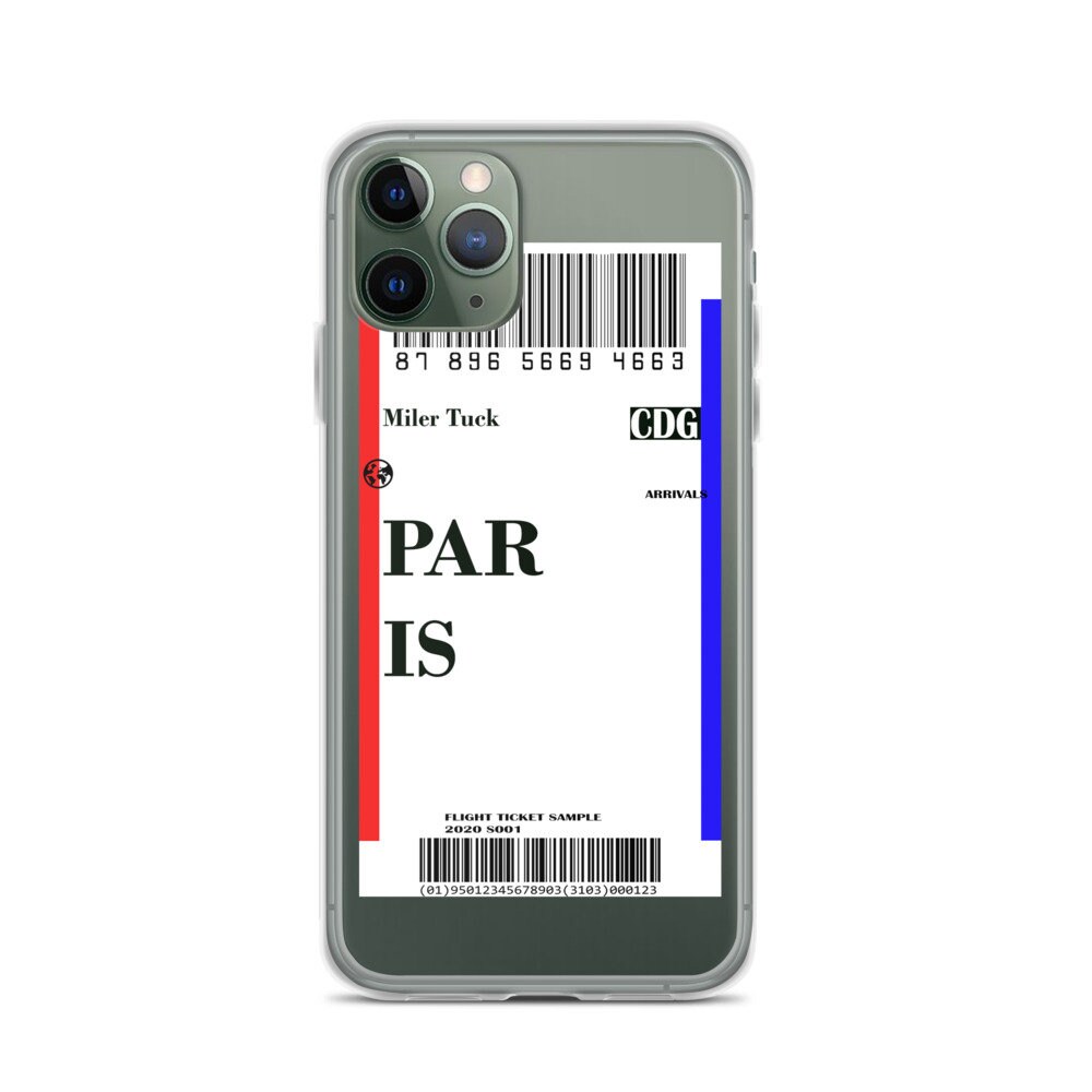 Paris Flight Ticket iPhone Case, Europe Flight Ticket iPhone Case