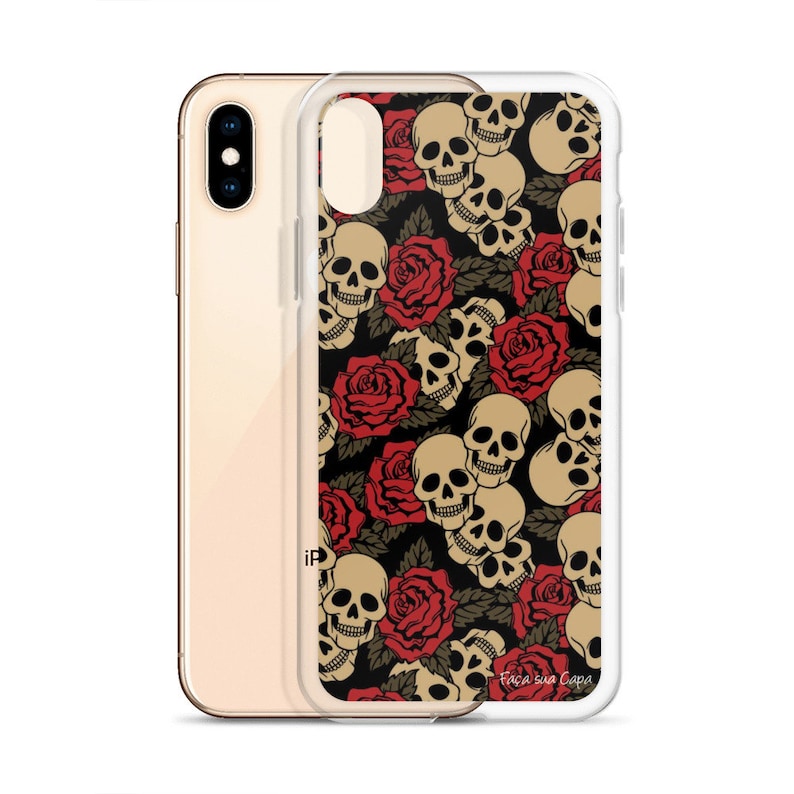 Skull iPhone Case iPhone 7 Flower iPhone Case iPhone 8 Case Red Flowers iPhone Case Skull and Flower iPhone Case Aesthetic Phone Case