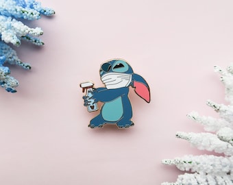 Stitch Cleaning Pin - Cute Enamel Pins - Dog Enamel Pin - Cute Label Pins - Disney Enamel Pin - Castlecreationsandco