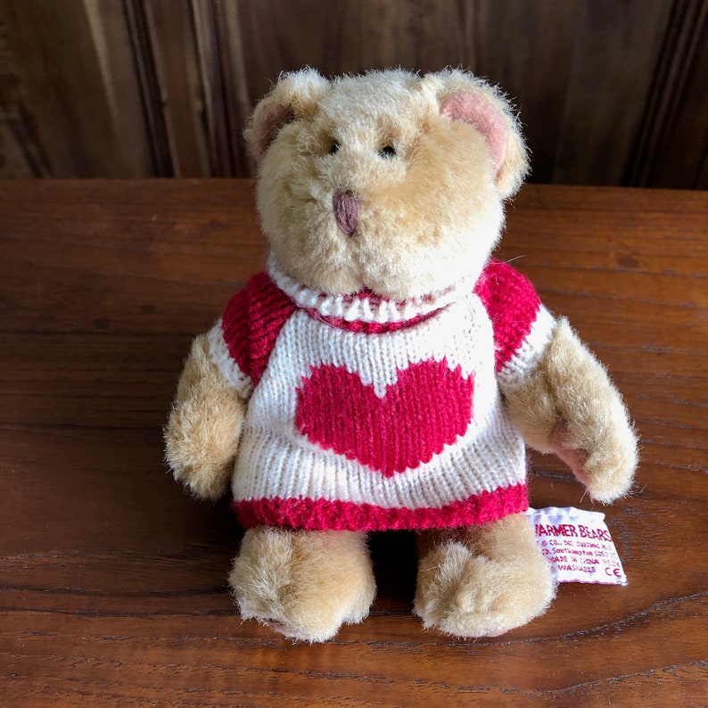 Vintage RUSS Berrie & Co. Heartwarmer Bear in a Red and White | Etsy