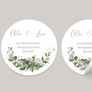 Round Envelope Address Label, Eucalyptus label, Wedding Seal Stickers, Self-Editable, Return Address Label, Printabl 51mm Avery- ALEX