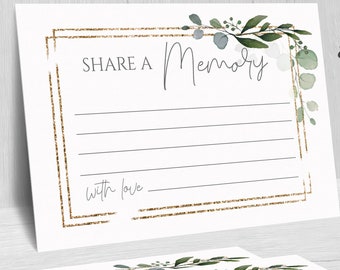 Share a Memory Card, Greenery Memorial Words to the family, Funeral Memory Card, Editable Words of Comfort, INSTANT DOWNLOAD, F-DALE