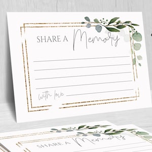 Share a Memory Card, Greenery Memorial Words to the family, Funeral Memory Card, Editable Words of Comfort, INSTANT DOWNLOAD, F-DALE