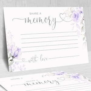 Share a Memory Card, Memorial Words to the family, Purple Funeral Memory Card, Editable Words of Comfort, Instant Download, F-IZZY PPL
