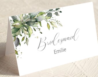 Eucalyptus Wedding Place Card Template, Greenery Escort Card (Instant Download)