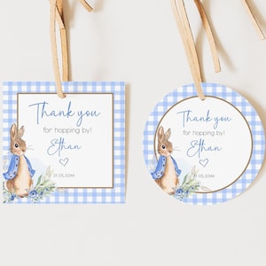 Peter Rabbit Baby Shower Thank You Favor Tags Flopsy Bunny Gift Tags, Birthday Thank You Tags Party Gift Tag Printable PRBS