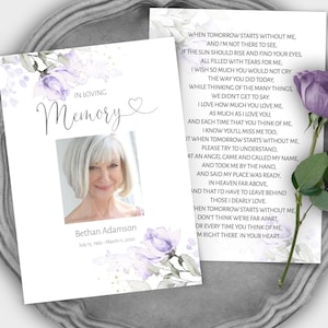 Funeral Prayer Card Template, Editable Printable Memorial Prayer Card, Obituary Card, Catholic Mass Card, Funeral Poem Card F-IZZY PPL