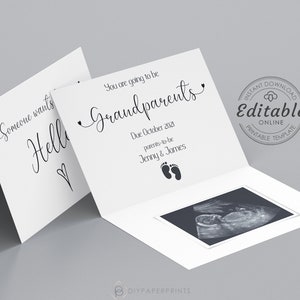Pregnancy Announcement Card Template, Surprise New Baby Pregnant Reveal, Grandparents Uncle Auntie Grandma Grandpa Nana Nanny Granny