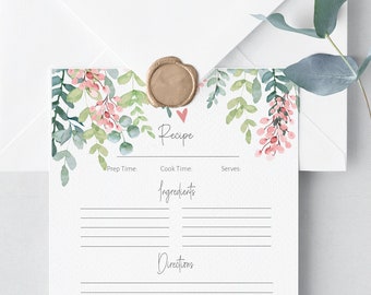 Receptkaartsjabloon met bloemen vrijgezellenfeest (digitale download)
