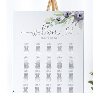 Purple Wedding Table Plan, Purple Wedding Seating Chart Template, Editable, Printable Seating Sign, INSTANT DOWNLOAD, SUZY image 2