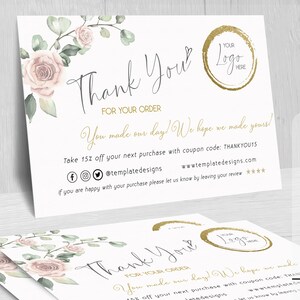Editable Business Thank You Insert Card, Package Insert Card, Thank You For Your Order, Instant Download, Promo Card, Add Own Logo, CARMEN