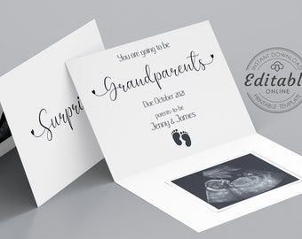 Pregnancy Announcement Card Template, Surprise New Baby Pregnant Reveal, Grandparents Uncle Auntie Grandma Grandpa Nana Nannie Granny