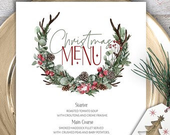 Christmas Menu Template Christmas Berry Menu Printable - Etsy
