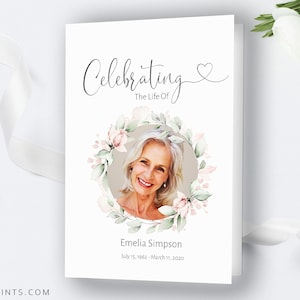 Funeral Program, In Loving Memory, Printable, Editable Order Of Service, Celebration Of Life Program, INSTANT DOWNLOAD, Wreath, F-IZZY