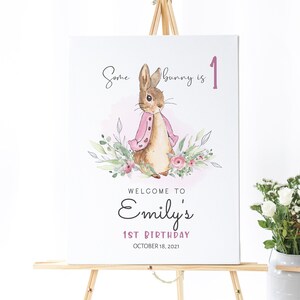 Peter Rabbit Birthday Welcome Sign, Personalized First Birthday Sign, Peter Rabbit Decorations, Welcome Sign Girl Birthday Sign, PRP