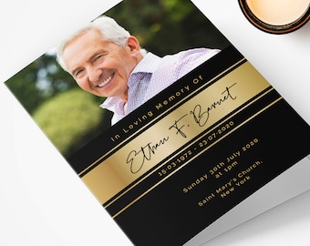 Editable Funeral Program Template, Memorial Service (Digital Download)