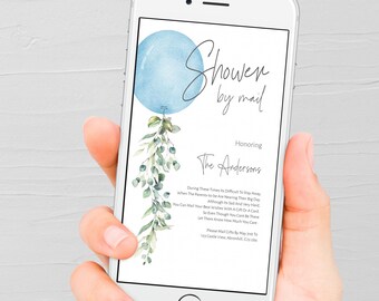 Blue Baby Shower Evite, Mobile Invitation (Digital Download)