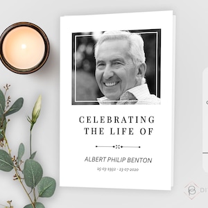 Funeral Program Template, 4 Designs, Memorial Program, Editable Memorial Service Template, Order Of Service, Printable Funeral, F-MINIMALIST