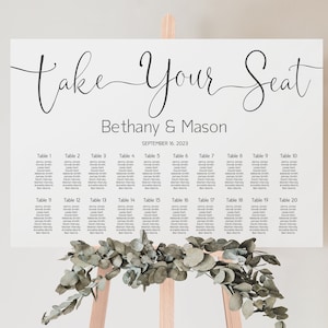 Seating Chart Template, Modern Minimalist Calligraphy, Wedding Table Seating Plan Sign, Printable INSTANT DOWNLOAD - MINIMALIST