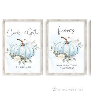 Blue Pumpkin Baby Shower Sign Pack, Cards & Gifts, Babies are Sweet, Favors Custom Package, INSTANT DOWNLOAD, Fall Baby Boy, Blue, PUMPKIN
