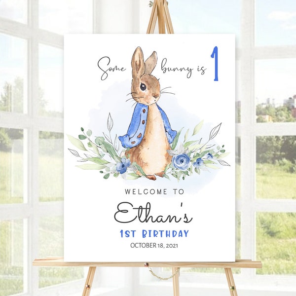 Peter Rabbit Birthday Welcome Sign, Personalized First Birthday Sign, Peter Rabbit Decorations, Boy First Birthday Sign, PETER RABBIT