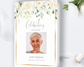 Editable Funeral Program, Funeral Memorial Template, Printable Order Of Service, Celebration Of Life Program, INSTANT DOWNLOAD, JESS