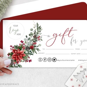 Christmas Gift Certificate Template, Editable Gift Voucher, Christmas Coupon, Printable Christmas Gift Certificate, Marketing Certificate