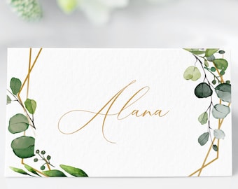 Eucalyptus Greenery Wedding Place Cards Template (Digital Download)