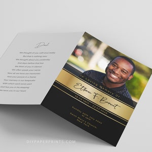 Funeral Program, Funeral Memorial Template, Printable, Male Editable Order Of Service, Celebration Of Life Program, INSTANT DOWNLOAD, GEZ
