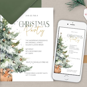 Christmas Party Invitation, Christmas Printable, Christmas Tree Holiday Party Invitation, Christmas Invitation Instant Download-CTD0923
