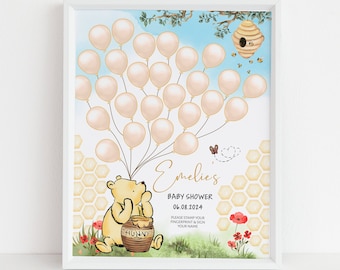 Winnie The Pooh Baby Shower Guest Book: Fingerprint Signature Tree (Digital Download)