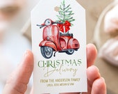Editable Christmas Favor Tags, Scooter Merry Christmas Tags Christmas Delivery Holiday Labels, Instant Download Printable Template